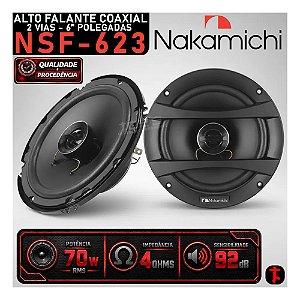 Par Alto Falante Coaxial Nakamichi NSF623 70w Rms 6" Polegadas Som de Qualidade