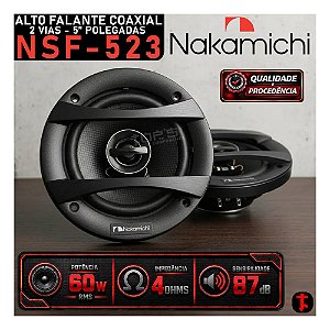 Par Alto Falante Coaxial Nakamichi NSF523 5" Polegadas 60w Rms Som Automotivo Som de Qualidade