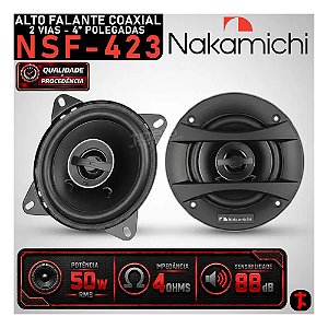 Par Alto Falante Coaxial Nakamichi NSF423 4" Polegadas 50w Rms Som de Qualidade