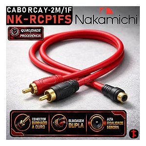 Cabo Rca Y 2M 1F NAKAMICHI NK-RCP1FS Som Automotivo Plug Banhdado à Ouro 4mm Som de Qualidade