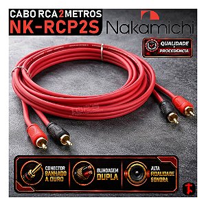 Cabo Rca Som Automotivo NAKAMICHI NK-RCP2S 2 Metros Plug Ouro Som de Qualidade