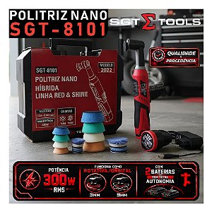 Politriz Nano Híbrida SGT-8101 300w 12v 2 Baterias Sigma Tools Estética Automotiva Limpeza Veicular