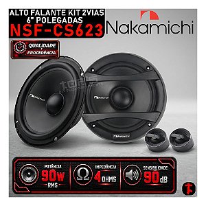 Kit 2 Vias Alto Falante + Tweeter Nakamichi NSF-CS623 6" Polegadas 315w PMPO 4Ohms Nakamichi Som Automotivo de Qualidade