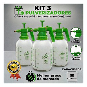 Kit 3 Pulverizador Manual Borrifador Pressão Prévia NOVUM 2L Spray 2 Litros Jardim Limpeza Automotiva Estética Automotiva Cuidado Doméstico