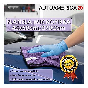 Flanela Microfibra Roxa AutoAmérica Limpeza Automotiva Doméstica Custo Benefício Unitária