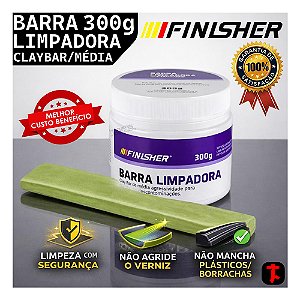 Barra Limpadora 300g Clay Bar Média Abrasividade Finisher Cuidado Veicular Remove Contaminação e Aspereza