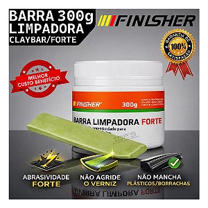 Barra Limpadora 300g Clay Bar Forte Abrasividade Finisher Cuidado Veicular Remove Contaminação e Aspereza