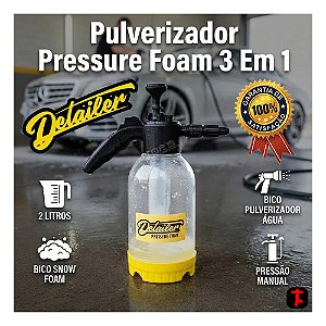 Pulverizador Pressure Foam 2 Litros Detailer Pressão Manual 3 Em 1 Borrifador Snow Foam Pulverizador Uso Automotivo e Doméstico