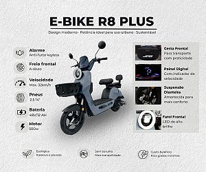 Bicicleta Elétrica JR8 R8 Plus – Design Moderno e Alta Eficiência