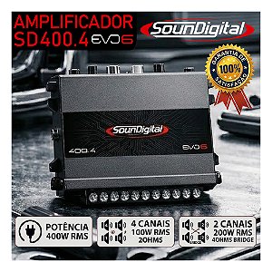 Módulo Amplificador Soundigital SD400.4 EVO6 400w Rms SD400 Som Automotivo Som de Qualidade