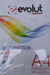 Papel Sublimático Econômico A4 100g Pacote 100 Fls Evolut