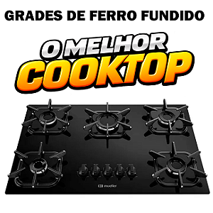 Cooktop Mueller 5 Bocas Ultra Chama Iron com Grades de Ferro Fundido e Acendimento Superautomático