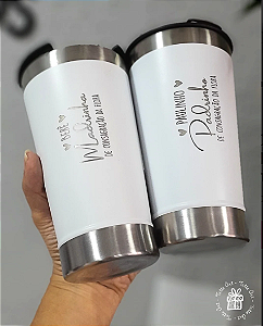 Copo Térmico Inox 473ml com Abridor e Personalização a Laser