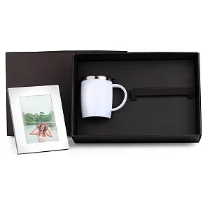 Kit Caneca Em Aço Inox E Porta-Retrato Em Alumínio - 2 Pçs