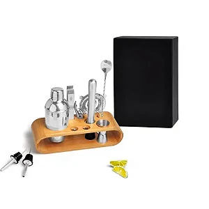 Kit Bar Com Base Em Bambu - 10 Pçs