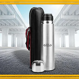 Garrafa Térmica Em Aço Inox Com Tampa E Bolsa - 1L