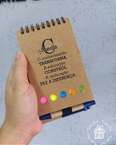 Bloco de Anotações com Caneta e Post It