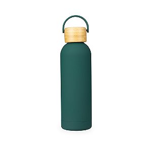 Garrafa Térmica Inox 500ml com Tampa em Bambu