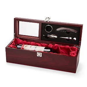 Kit Vinho 4 Peças com Estojo em MDF