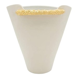 Vaso Cerâmica Off Detalhe Gold
