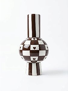Vaso Cerâmica Listra Marrom Love