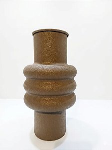 Vaso Gomilado Metal Marrom Alto