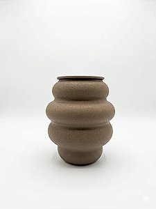 Vaso Gomilado Metal Marrom Redondo