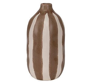 Vaso Listras Marrom e Branco G