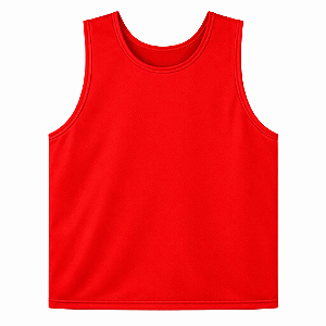 Bata Fechada nas laterais cor vermelha com 1 cor de impressão frente e costas