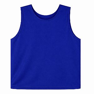 Bata Fechada nas laterais cor azul com 1 cor de impressão frente e costas