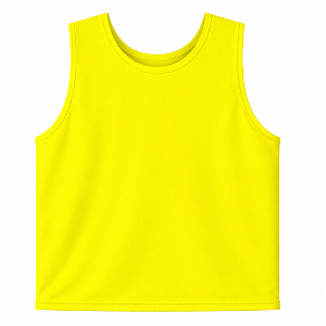 Bata Fechada nas laterais cor amarela com 1 cor de impressão frente e costas