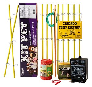 Kit Pet  ZEBU  Cerca eletrificada p/ Animais de Pequeno Porte Bivolt Não Causa Danos ao Animal