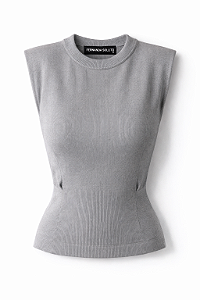 Blusa tricot ombro Lis cinza