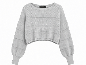 Tricot Cropped Lumi cinza claro