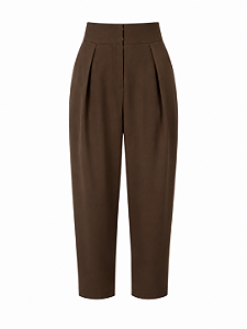 Calça Pregas Marrom
