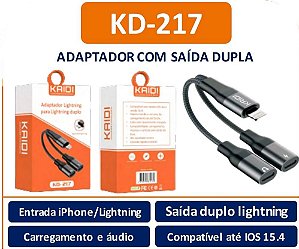 ADAPTADOR LIGHTNING PARA LIGHTNING DUPLO (PRETO) KAIDI KD-217