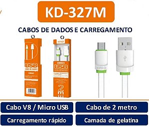CABO DE CARGA USB  (COMPRIMENTO 2M) KAIDI KD-327M BRANCO