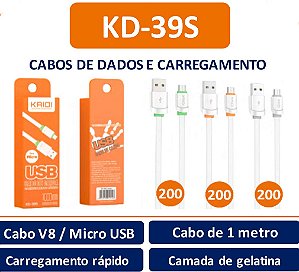 CABO DE CARGA USB (PARA MICRO) 1 METRO KD-39S BRANCO