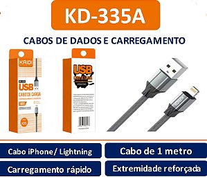 CABO DE CARGA USB (PARA IOS) 1 METRO  KD-335A (PRETO)