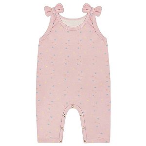 Macacão para Bebê Feminino Regata Estampa Estrelinhas Rosa Baby Gut
