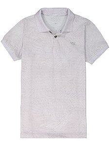 Polo Infantil Masculina Cinza Claro Folhagem Ogochi