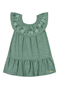 Vestido Infantil Verde em Linho com Moletinho Coloritta