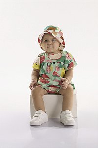 Conjunto para Bebe Menina com Blusa e Calcinha Estampa Frutinhas Três e Já