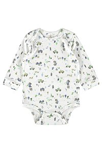 Body Manga Longa para Bebê Menino Estampa Trator Up Baby