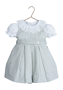 Vestido Infantil Social com Camisa de Gola em Bordado Inglês Two Angels