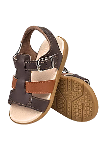 Sandalia Infantil Masculina Tipo Franciscana Marrom e Caramelo Mimoflex