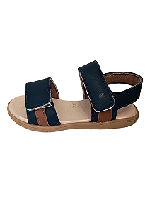 Papete Infantil Masculina Marinho e Caramelo com Fechamento por Velcro Mimoflex