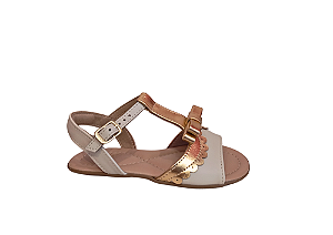 Sandália Infantil Feminina Marfim e Dourado Lupiê