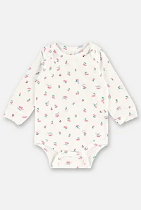 Body para bebê feminino Manga Longa em Suedine Estampa Joaninha e Cerejas Up Baby