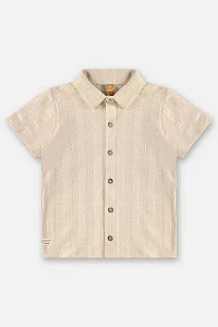 Camisa Social Infantil Masculina em Malha Tricot Offwhite Up Baby